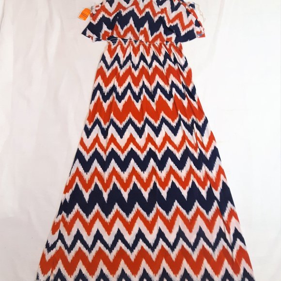 West Loop Size Large Red White Blue Print Maxi Dress NWT - Picture 2 of 15
